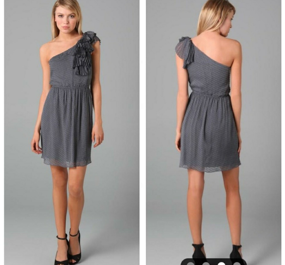 ⭐HP⭐ Rebecca Taylor Silk Ruffle One Shoulder Dress